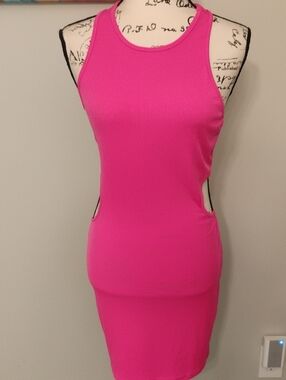Sleek Hot Pink Cutout Bodycon Dress